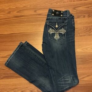 Miss Me Blue Boot Cut Jeans with Embroidered Back